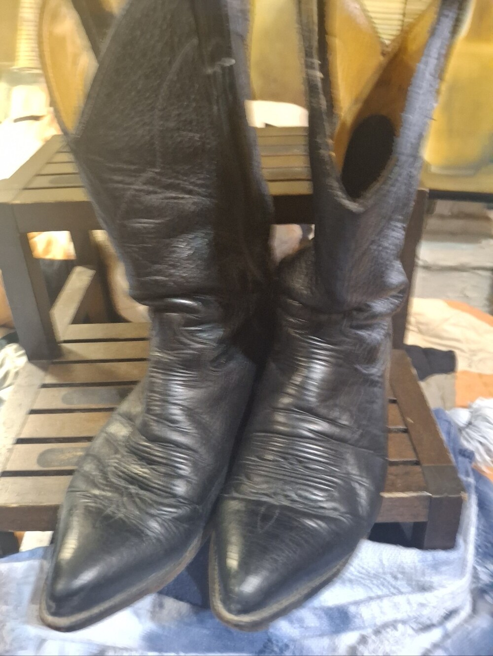 Men's Black Leather Western Boots